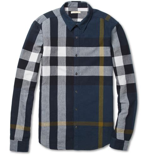 burberry brit large men shirt|burberry plaid shirt men's.